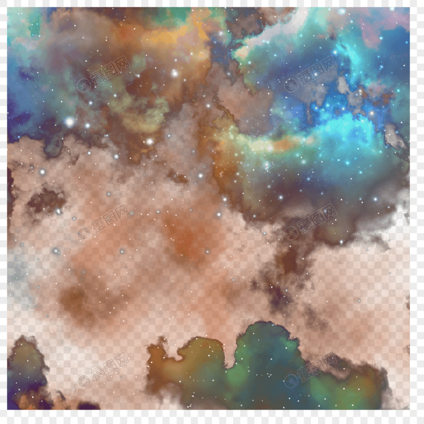 几何漂浮梦幻七彩宇宙云朵图片