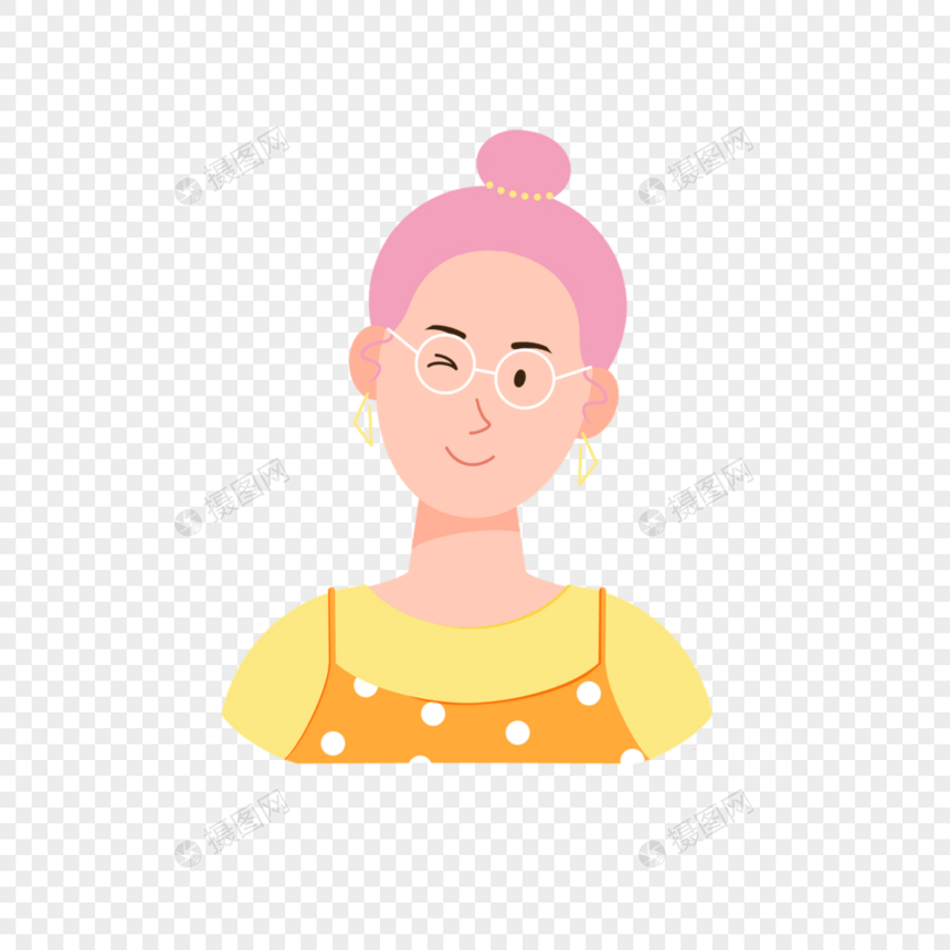 社媒女士粉色头发头像图片