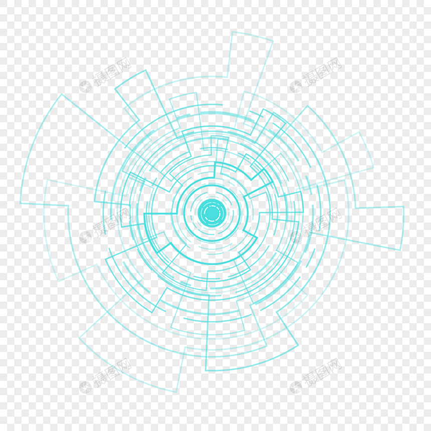 荧光蓝色科技圆环线条边框图片