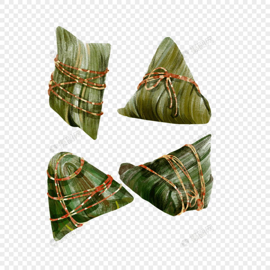 粽叶包裹食物粽子写实图片