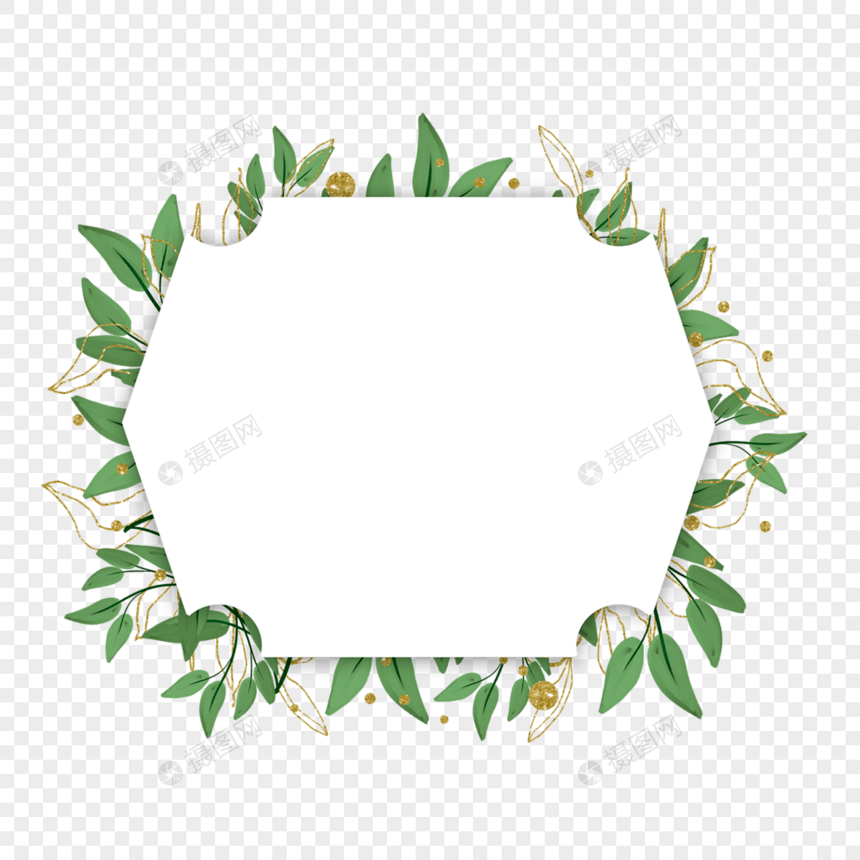 婚礼金枝树叶边框浪漫图片