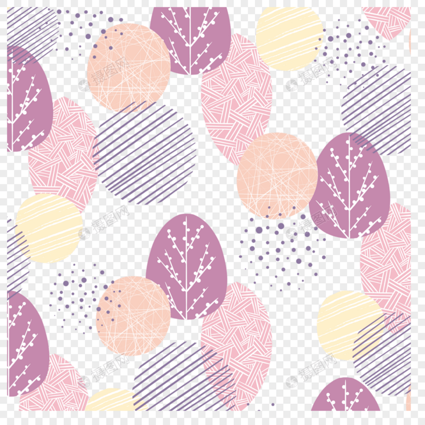 条纹圆形紫色莫兰迪植物边框图片