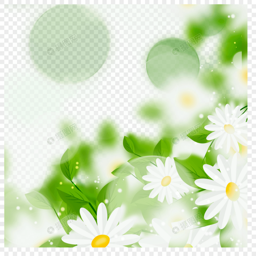 日光下的花朵春天光效花卉边框图片