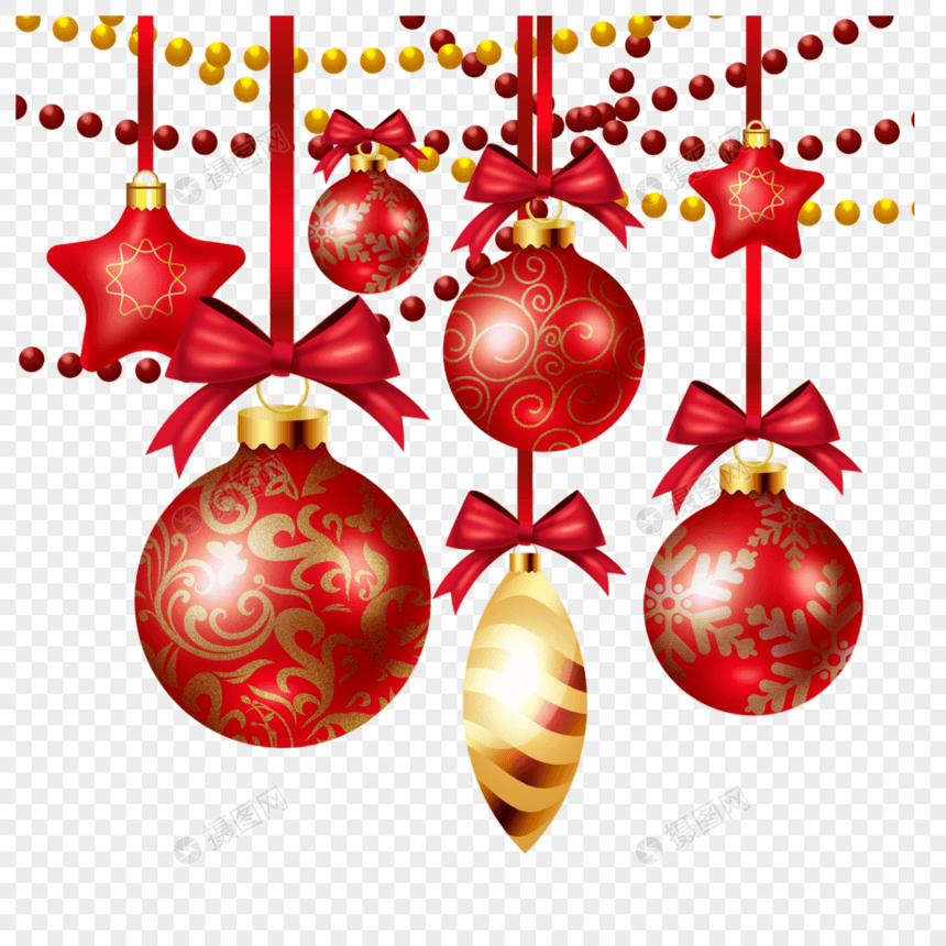 圣诞球圣诞装饰红色宴会图片