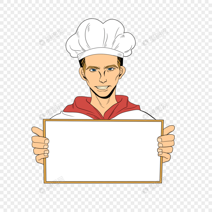 面包师和空白纸板波普艺术美食图片
