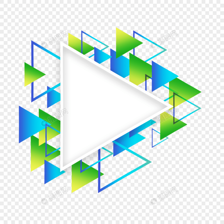 彩色几何抽象渐变三角形边框图片