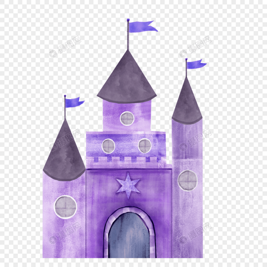水彩童话城堡建筑图片