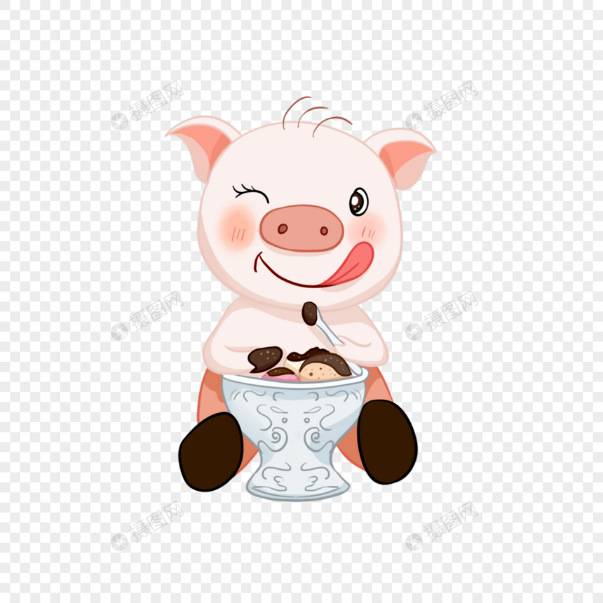卡通可爱动物和冰淇淋猪图片