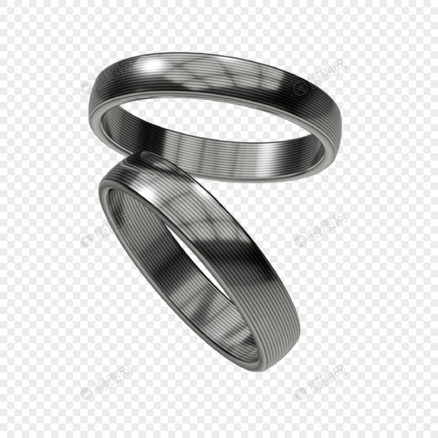 写实银色婚礼戒指图片