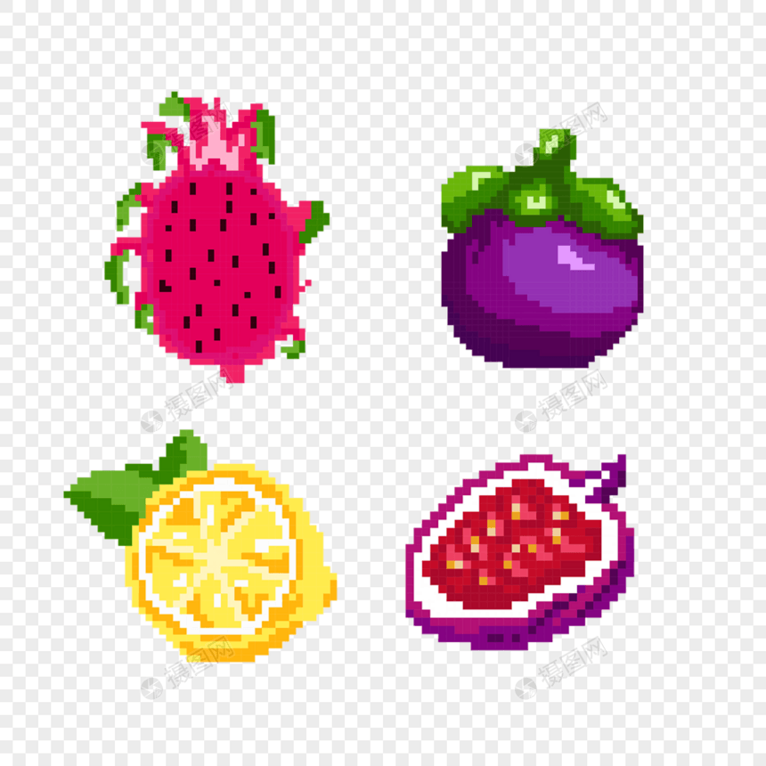 彩色水果像素化电子游戏水果图片