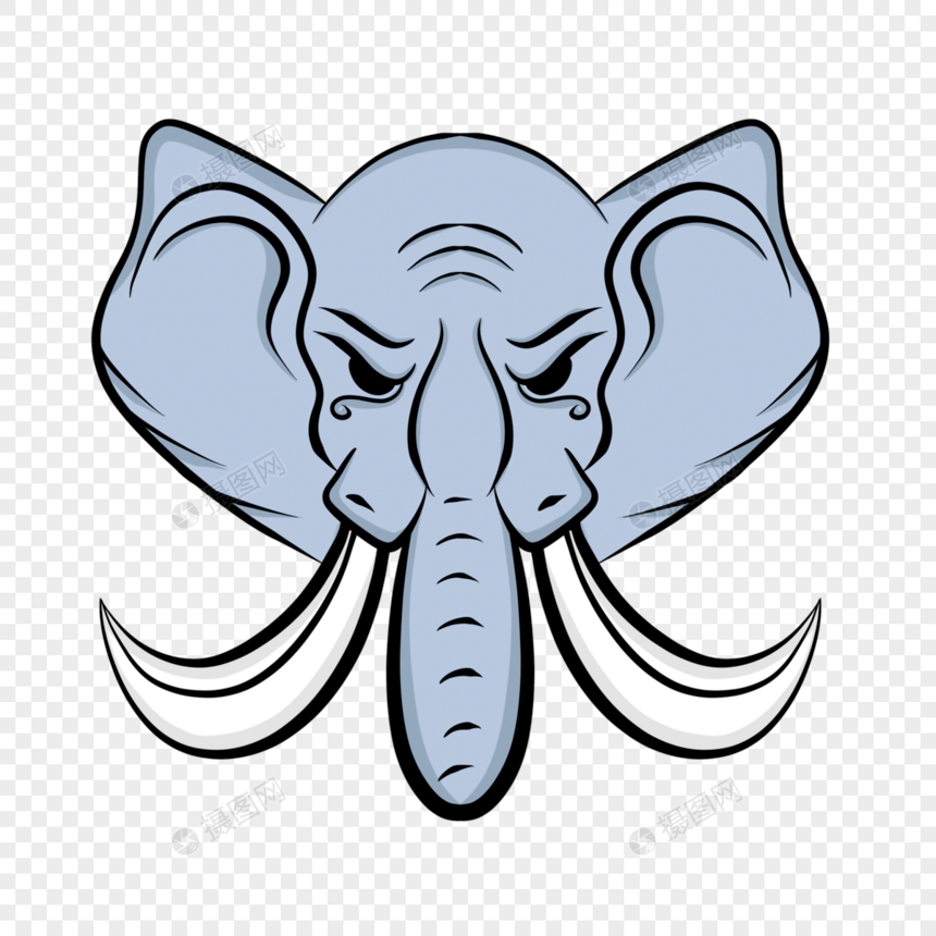 大象吉祥物矢量标识头运动插图会徽孤立图片