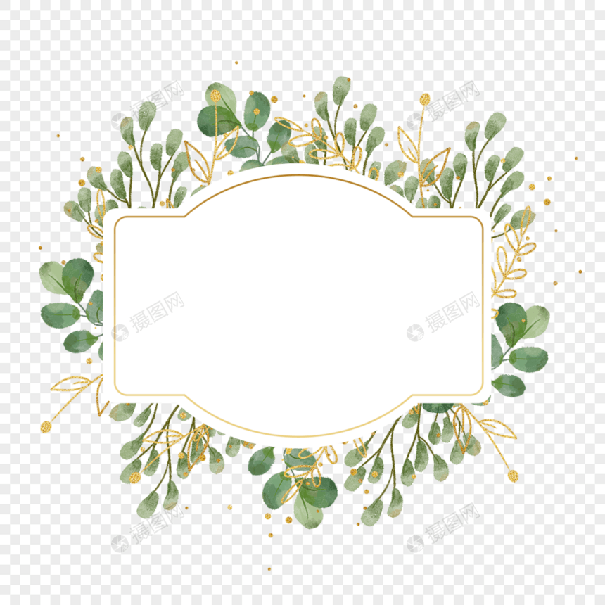 婚礼金枝树叶边框图片