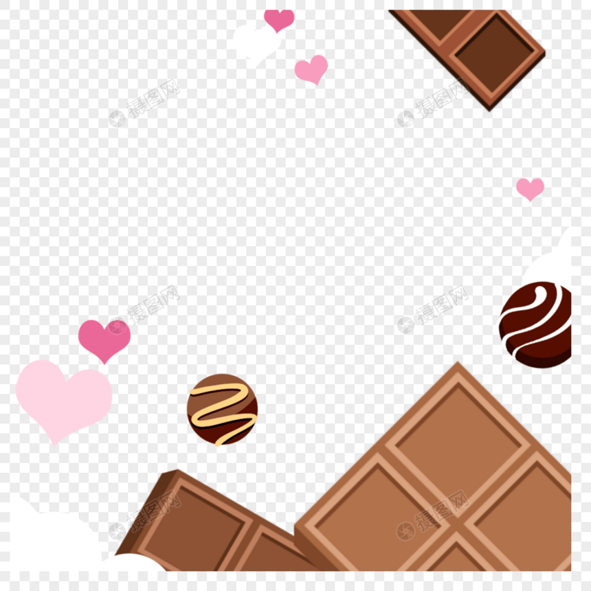 巧克力甜点情人节边框图片