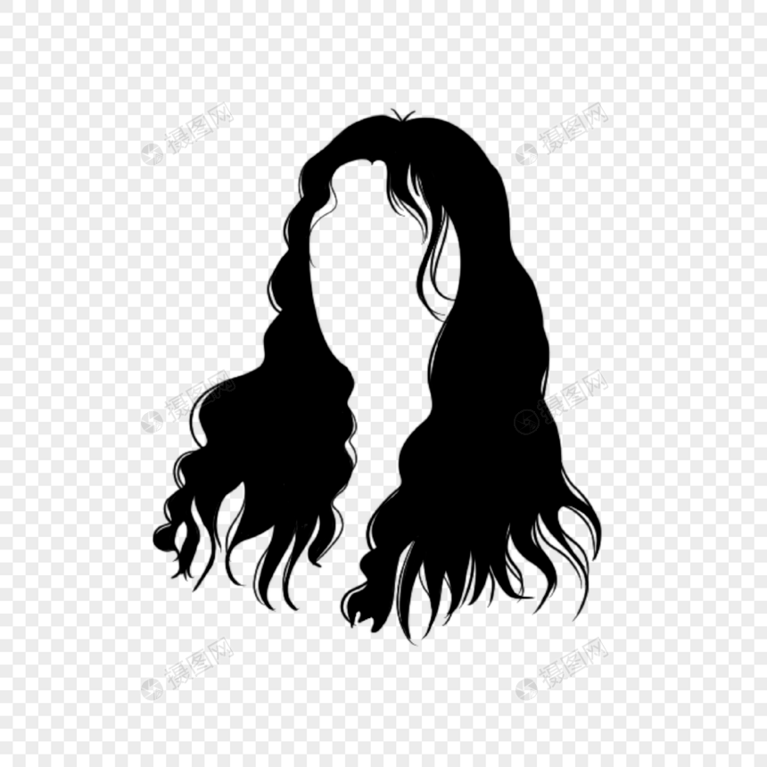 女发型创意假发乌黑头发黑白图片