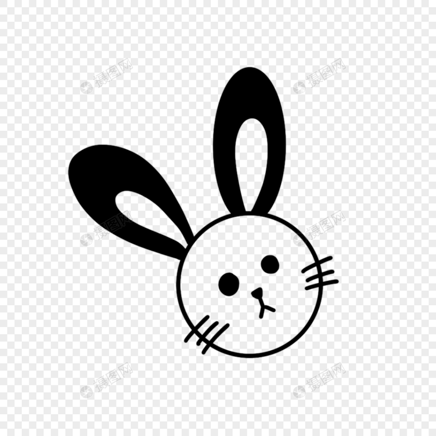 简约可爱卡通黑色兔子头图片