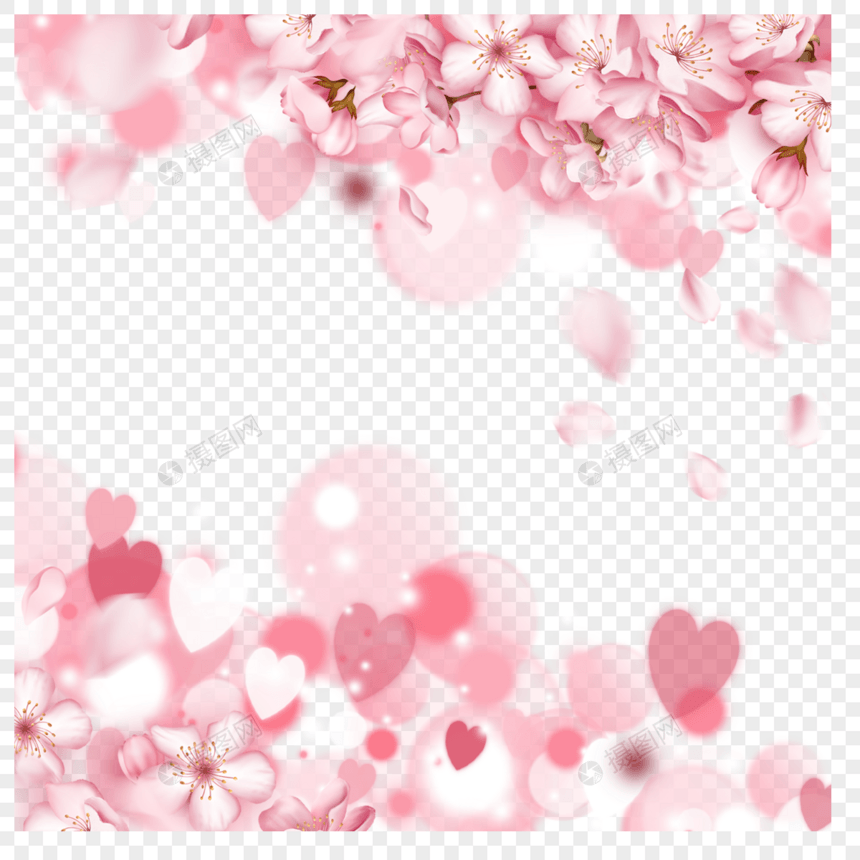 简约粉色光效光斑樱花花瓣图片