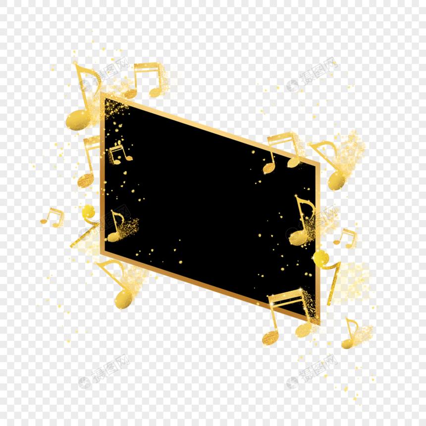 音符乐谱黑金抽象倾斜边框图片