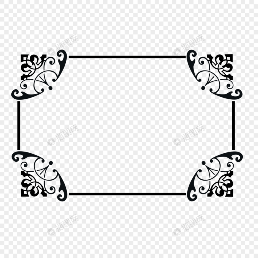装饰边框黑白线稿长方形花纹图片