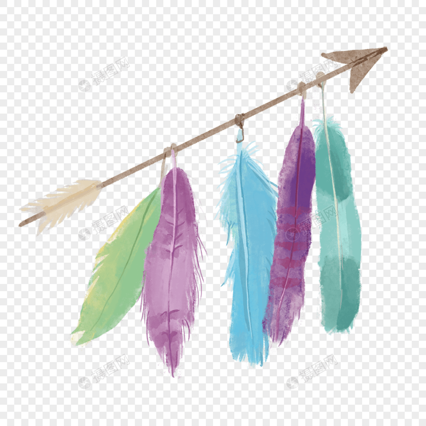 水彩波西米亚风格羽毛箭装饰图片
