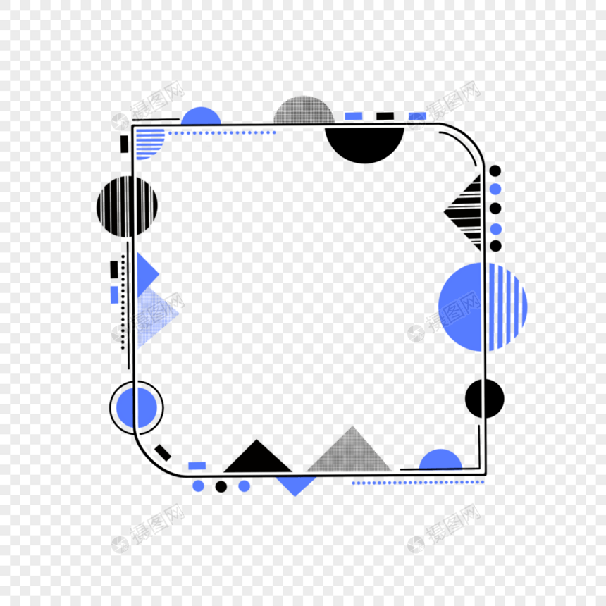 抽象几何蓝色现代边框图片