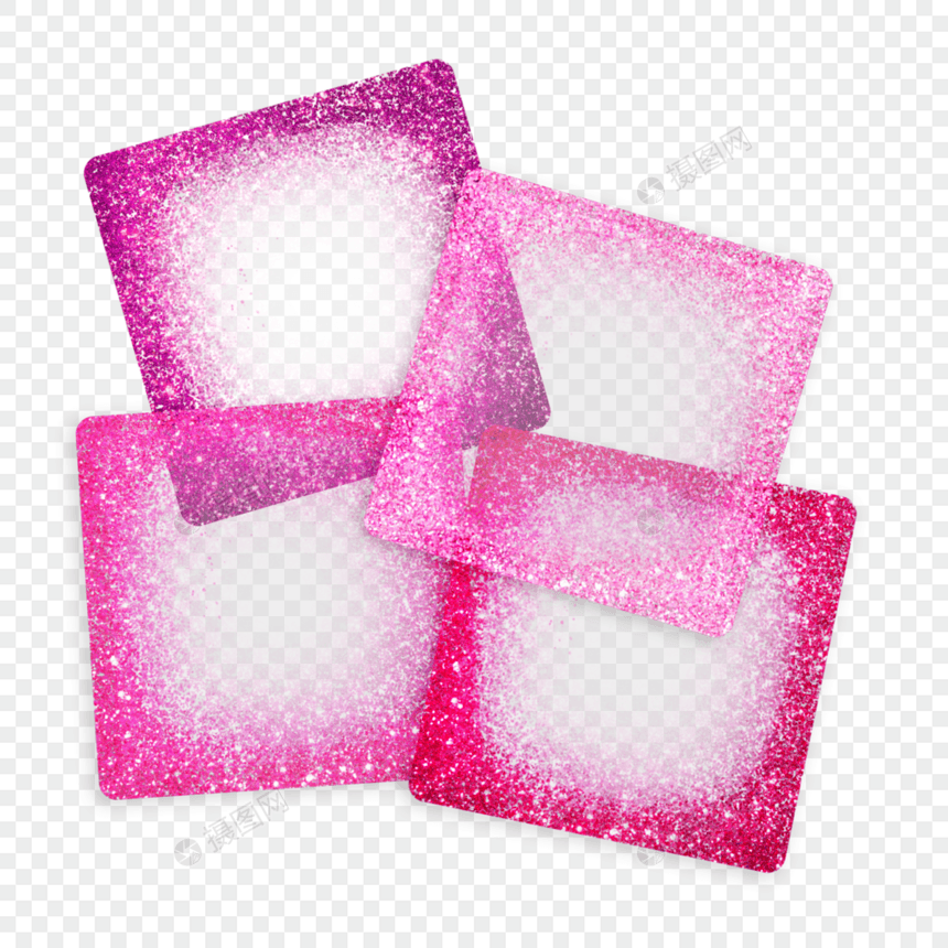 粉色正方形金粉光效边框图片