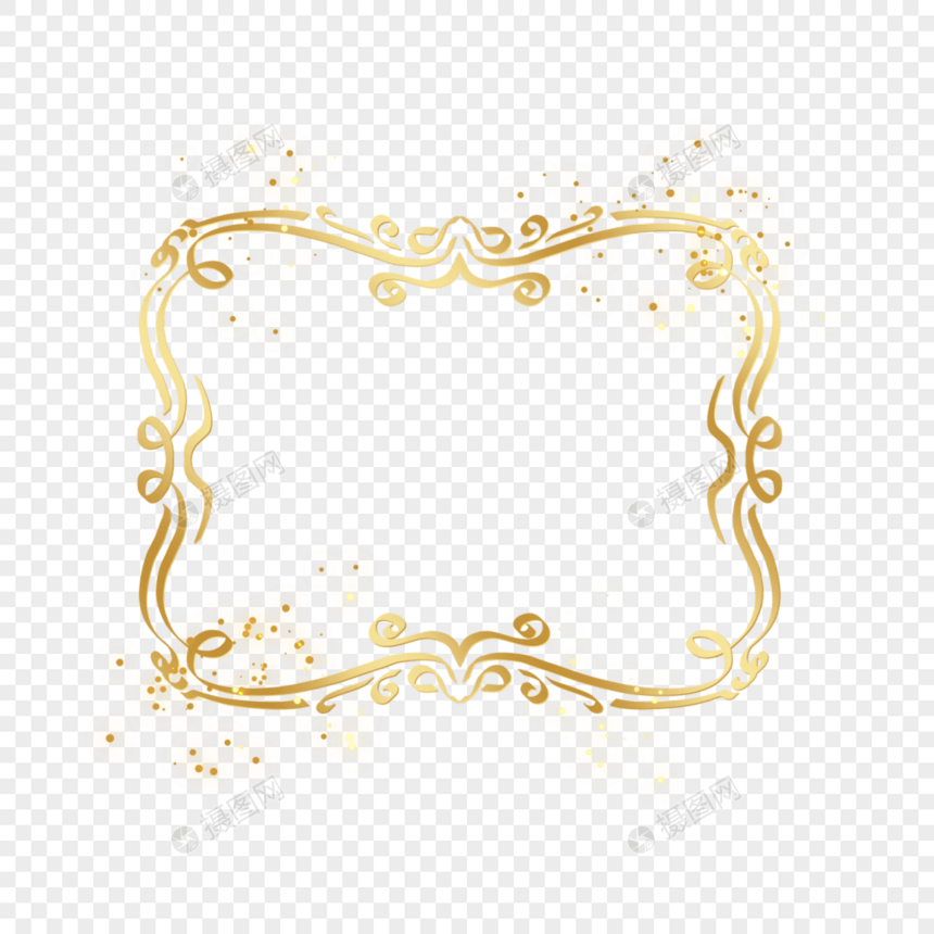 金色质感装饰花卉边框图片