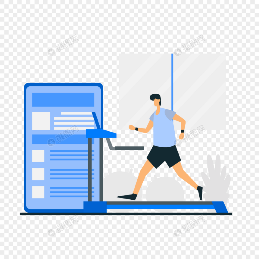 健身运动人物概念插画在智能设备上查看运动情况图片