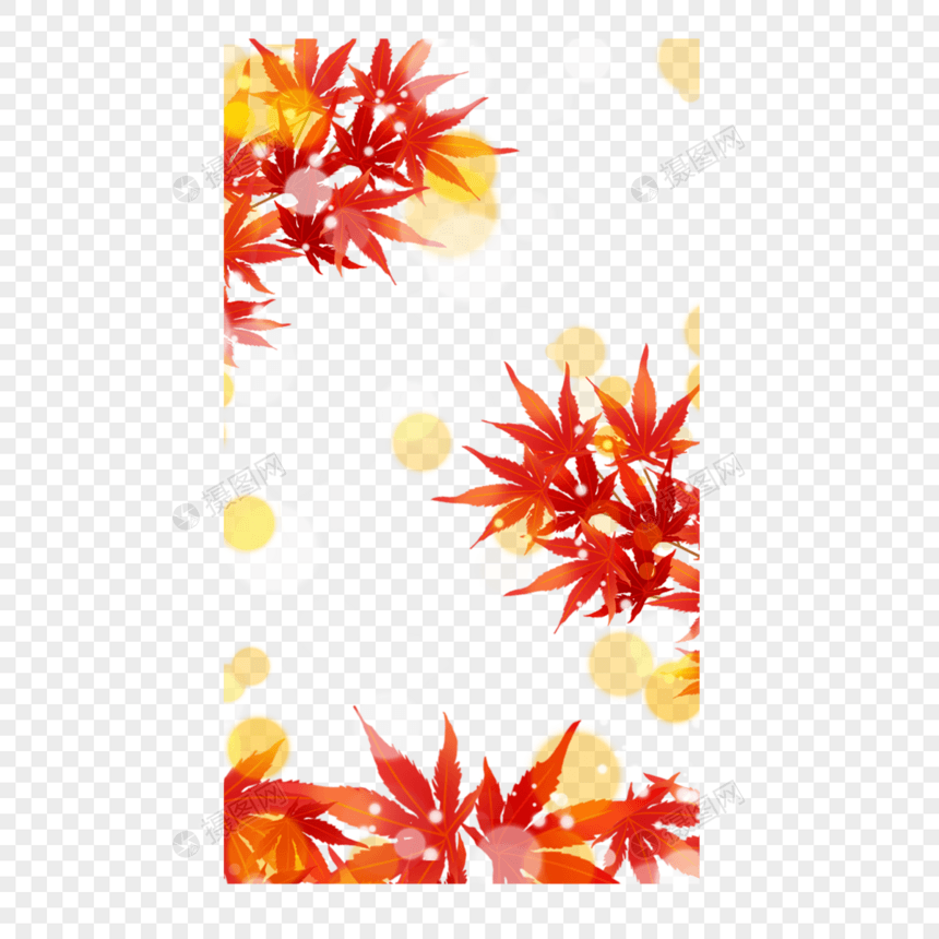 秋季光效树叶故事边框红色图片