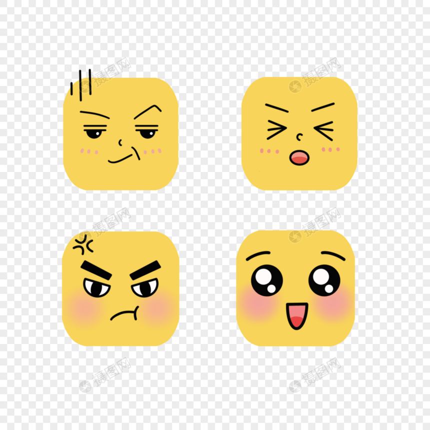 黄色方形emoji表情图案图片