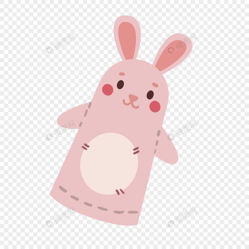 粉色长耳兔手指木偶戏动物图片