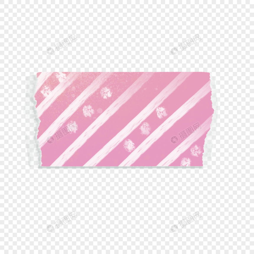 粉色白色条纹卡通胶带贴纸图片