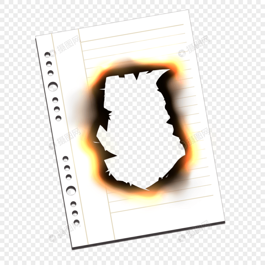 火焰燃烧笔记本纸撕纸黑色图片