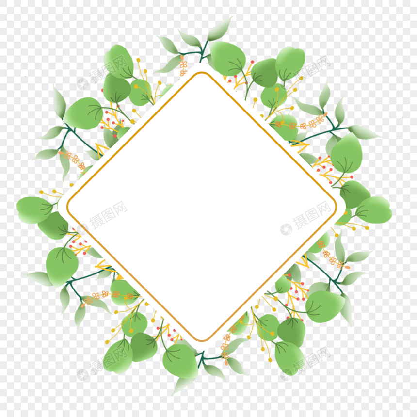 婚礼金枝树叶边框植物图片