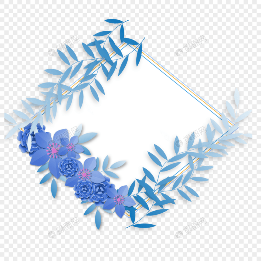 剪纸花卉菱形边框图片