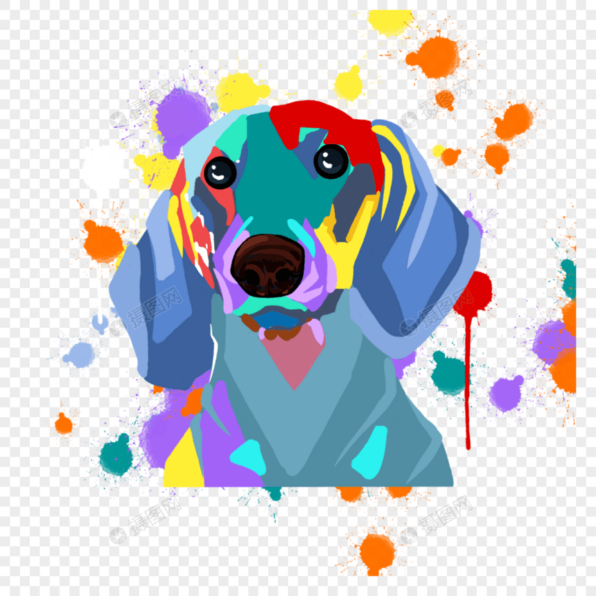宠物狗狗炫彩颜色艺术图片