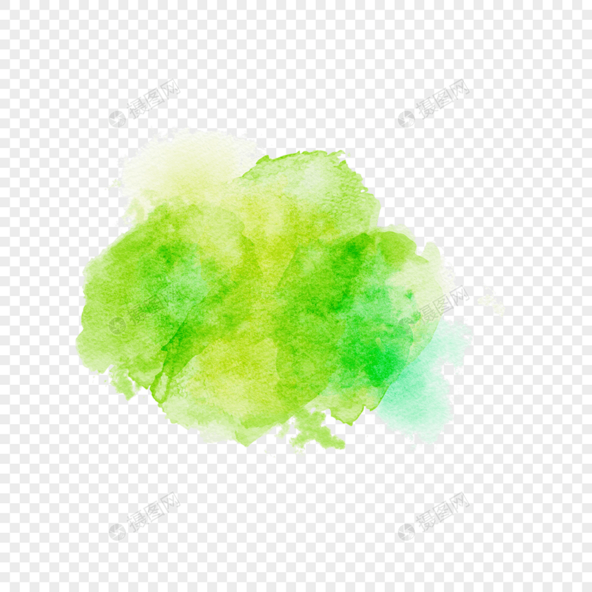 笔刷绿色墨迹叠加水彩风格图片