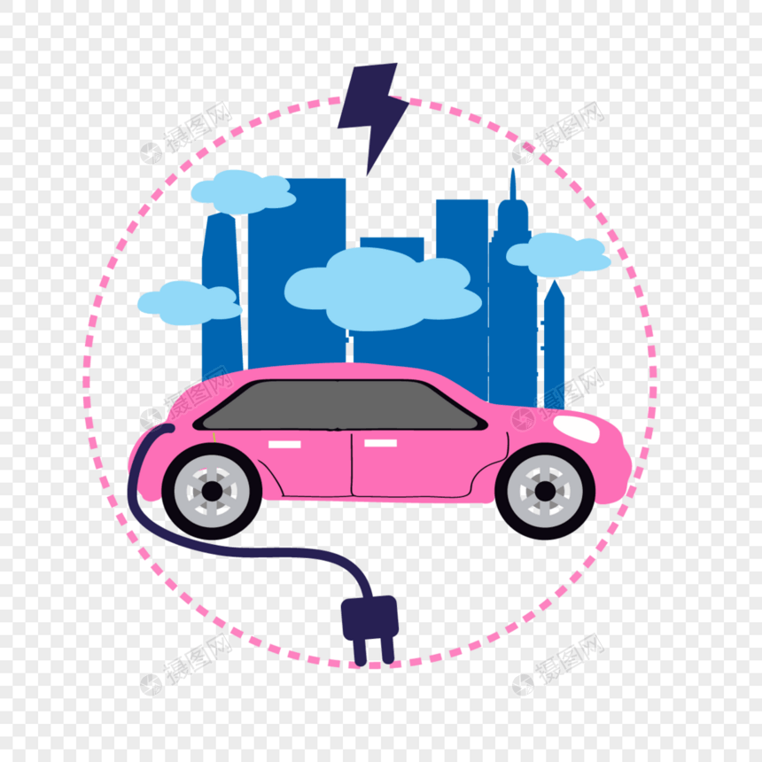 电动汽车概念插画可以充电的城市图片