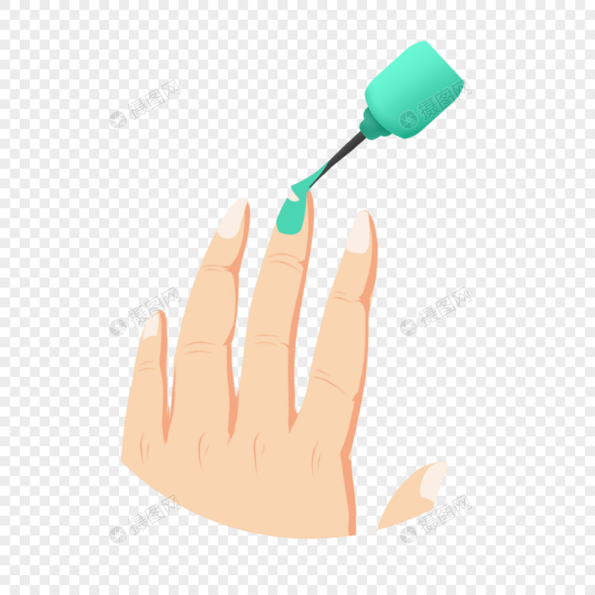 美甲彩妆涂抹绿色指甲油图片
