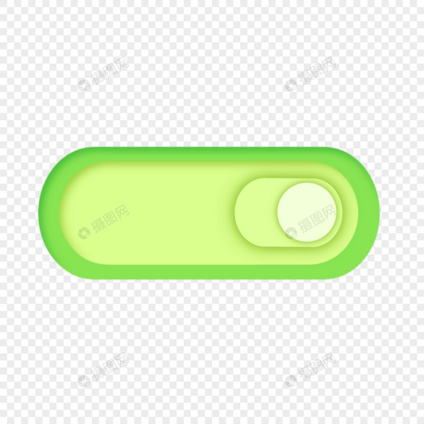 椭圆长条绿色开关按钮图片