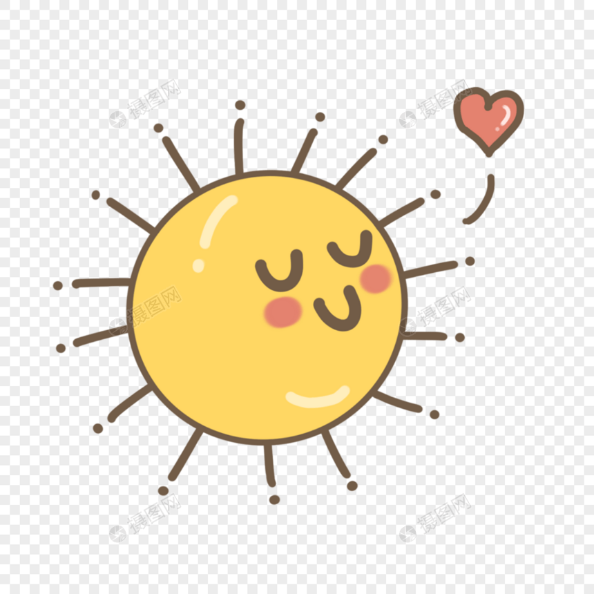 开心吹气泡的卡通可爱太阳图片