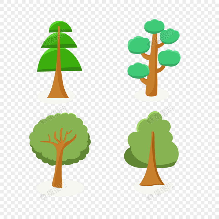 茂密树木绿色卡通图片