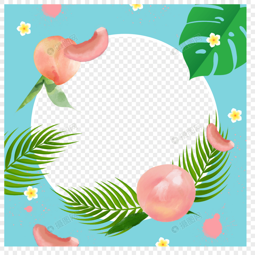 夏季水果facebook边框水蜜桃花卉图片