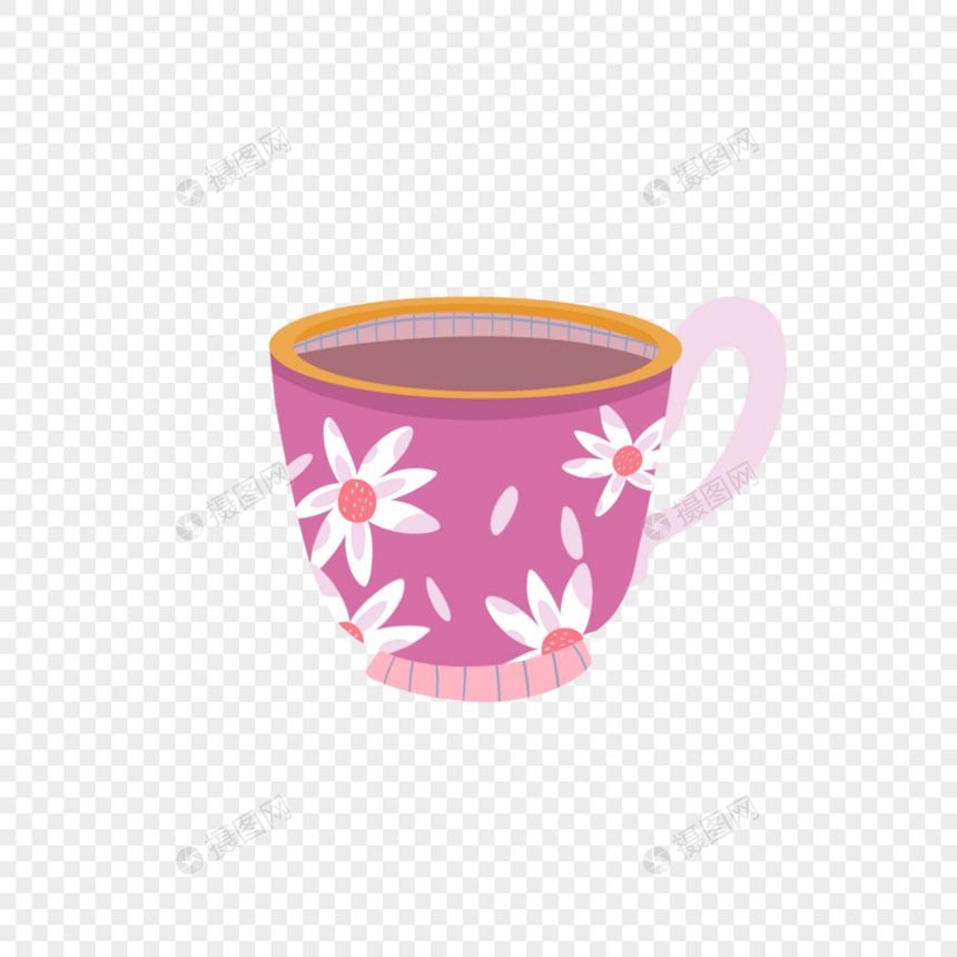 抽象图案粉色咖啡杯花卉图片