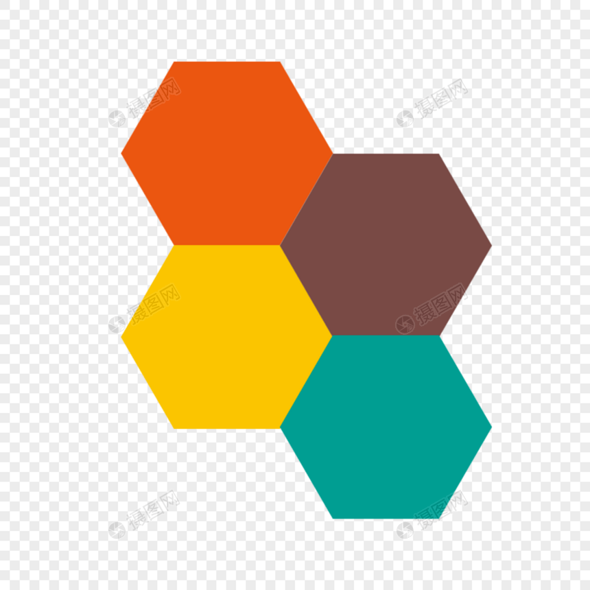 科学教育元素四色蜂窝结构图片