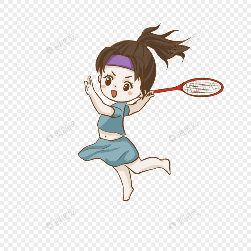 卡通的羽毛球女孩图片