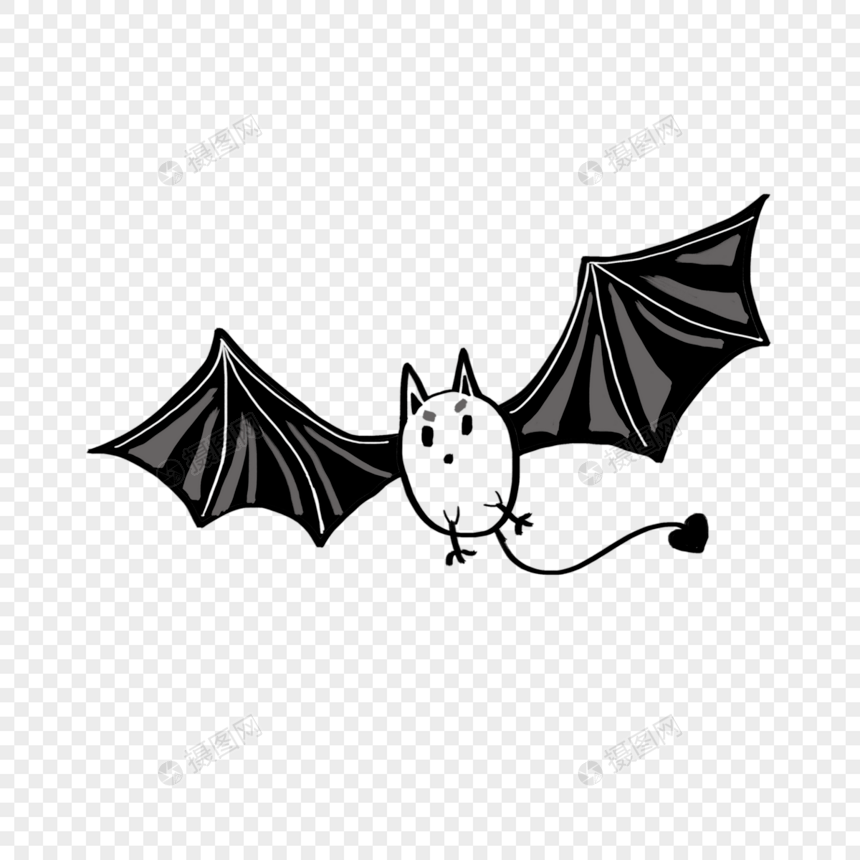 卡通蝙蝠创意黑白单色涂鸦图片