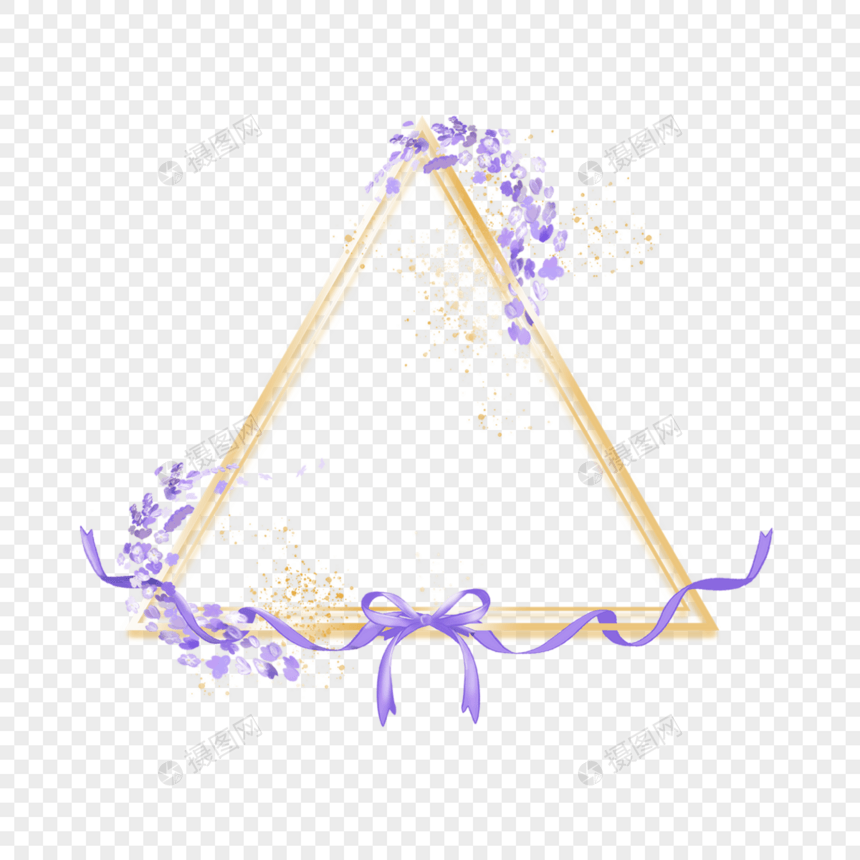 薰衣草婚礼三角形金线边框图片
