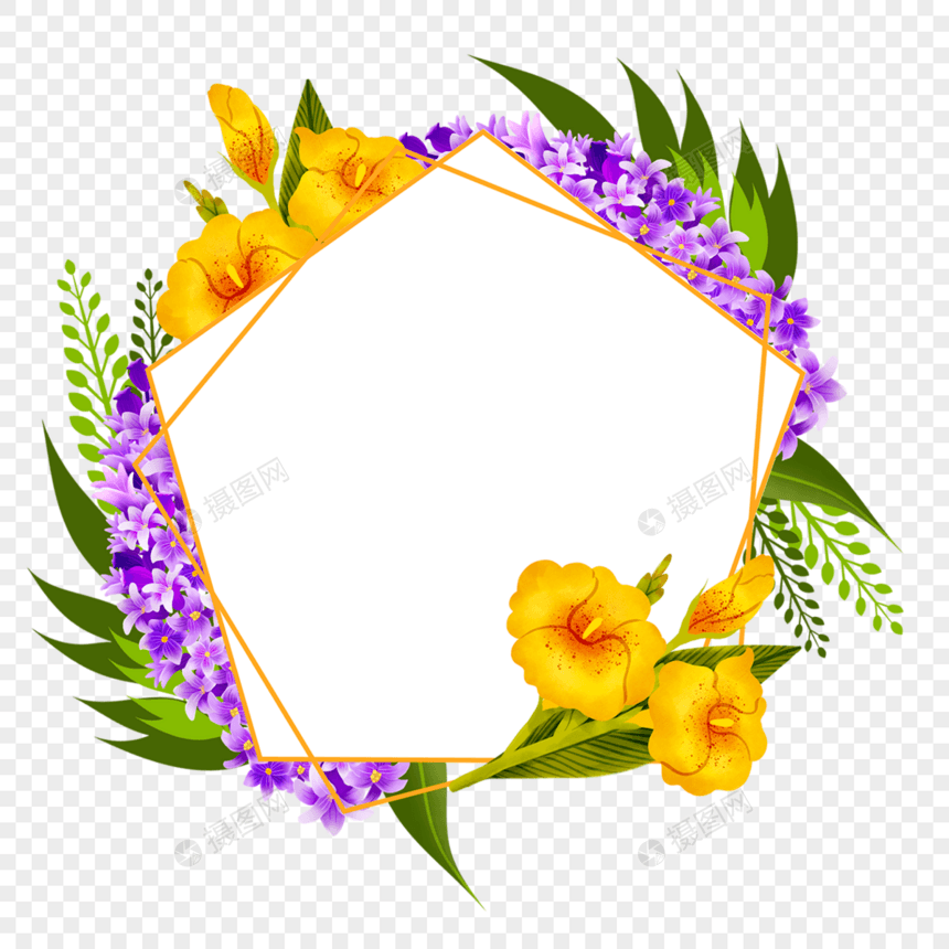 水彩紫色风信子百合花卉边框图片