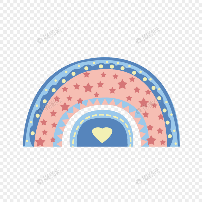 蓝色卡通粉色爱心彩虹图形图片
