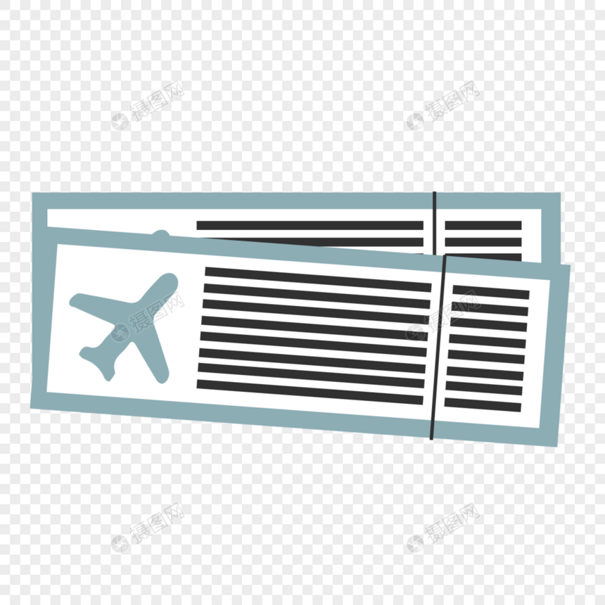 手绘长方形飞机票图片